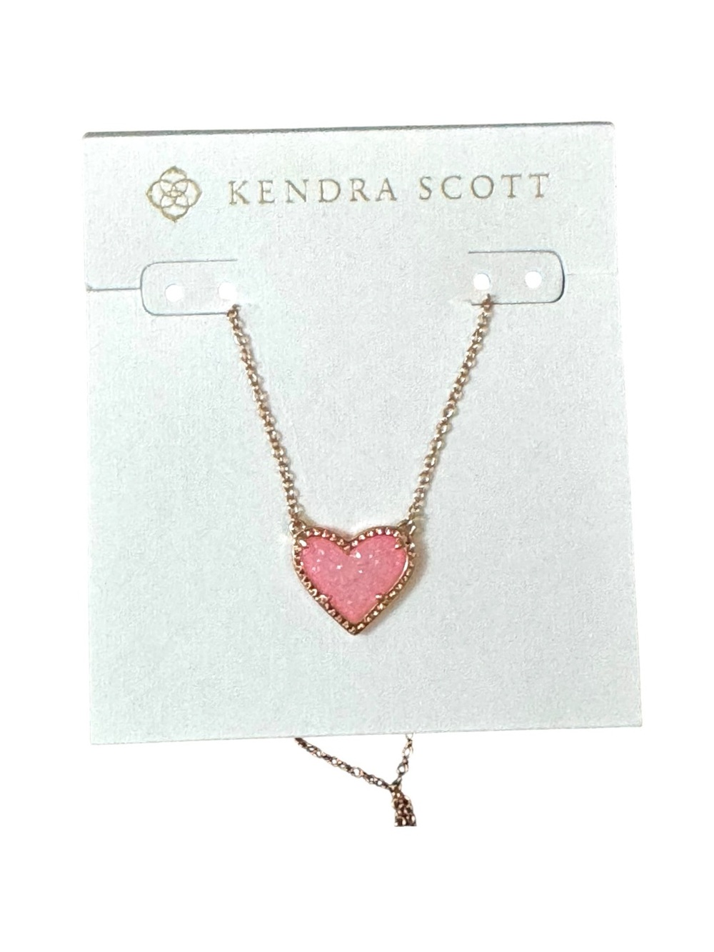 Kendra Scott Ari Heart Necklace Iridescent Pink Rose Gold - Picture 5 of 12